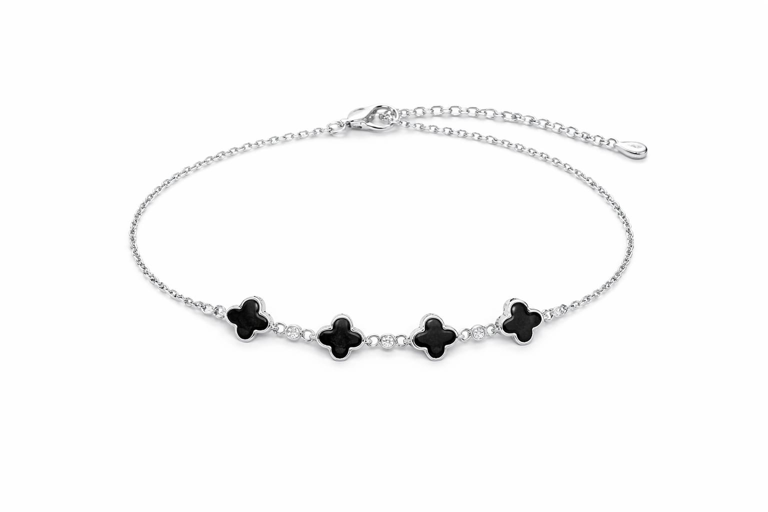 Pulseira Trevinho Pretos com Pontos de Luz